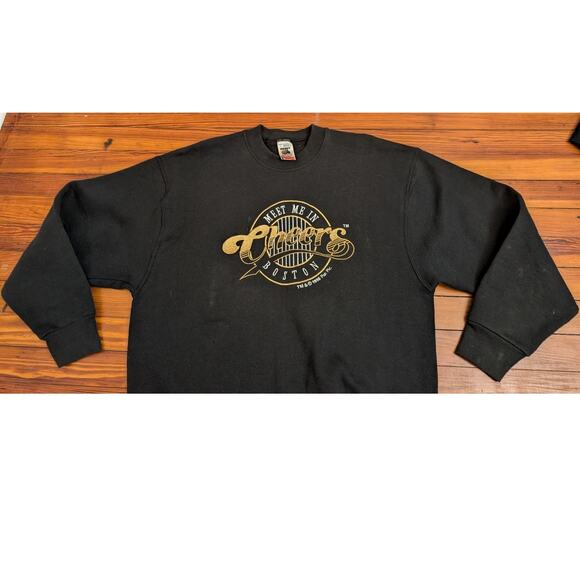 Cheers VTG 1995 Fruit Of The Loom Mens Large Black Crewneck - Picture 2 of 6